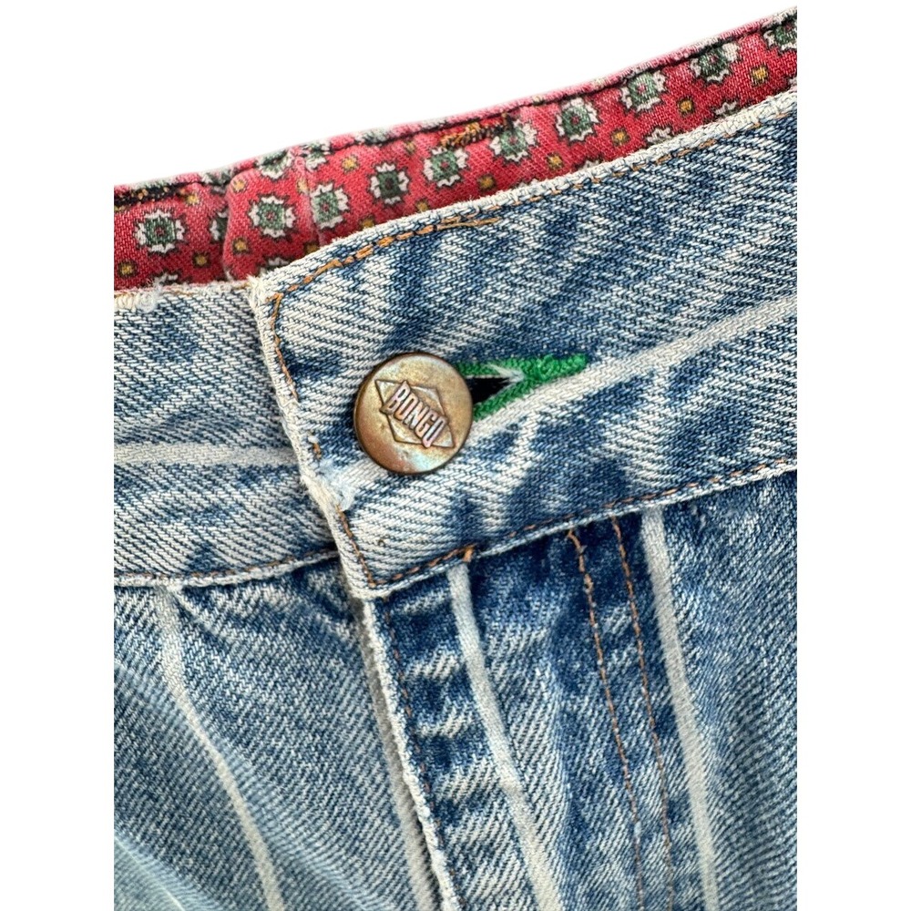 Vintage Bongo High Rise Jeans Striped Pattern Blue/White Size 9 Cropped - Picture 4 of 8